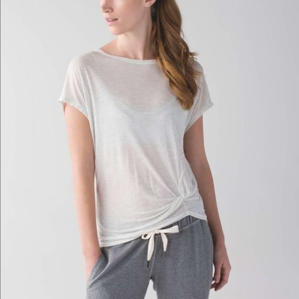 Lululemon White Heather Knot Top Sz 6